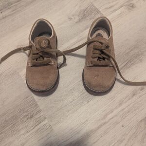 Footmates Toddler Shoes Size 5 Leather Brown Suede Tie Up Casual Wedding